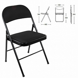 Стул складной BRABIX "Golf Plus CF-003 КОМФОРТ", чёрный каркас, чёрная ткань, 532889