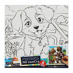 Картина детская по контуру, АССОРТИ 7 видов, 15х15 см, на подрамнике, акрил, кисти, МУЛЬТИ АРТ, 5902