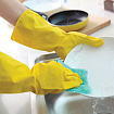 Перчатки МНОГОРАЗОВЫЕ латексные ОФИСМАГ, хлопчатобумажное напыление, размер 8-9, L (большой), желтые, вес 44 г, 604199