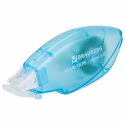 Клей-лента BRAUBERG STANDARD, 6 мм х 8 м, корпус матовый голубой, блистер, 273027