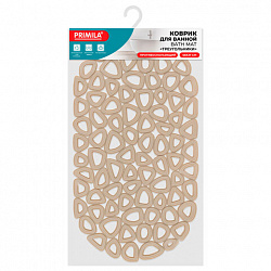 Коврик для ванны противоскользящий 68х37 см, "Треугольники", овальный, бежевый, ПВХ, PRIMILA (ПРИМИЛА), 700380