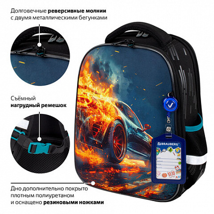 Ранец BRAUBERG FIT, 2 отделения, "Ускорение", 38х27х14 см, 273109