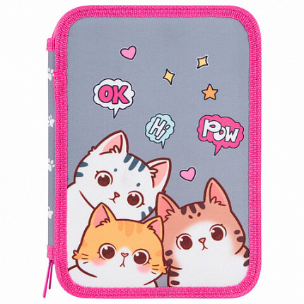 Пенал BRAUBERG, 2 отделения, полиэстер, 21х14 см, "Hi there", 273536