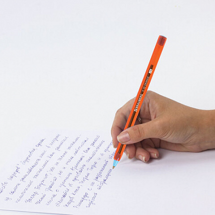 Ручка шариковая BRAUBERG X-30 ORANGE, СИНЯЯ, мягкое письмо, пишущий узел 1 мм, линия письма 0,5 мм, 144333