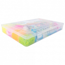 Набор резинок для плетения украшений 8 000 шт., 22 цвета, бокс, бусины, станок, BAMBOX (БАМБОКС), 665975