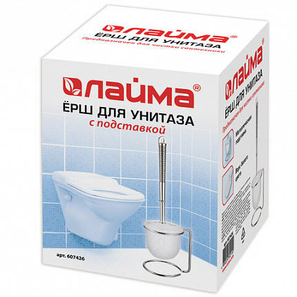 Ершик для унитаза с подставкой, металл + пластик, хромированный, LAIMA, 607426
