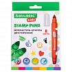 Фломастеры-штампы двусторонние "FUNNY STAMPS", 8 цветов, BRAUBERG KIDS, картонная коробка с европодвесом, 152179