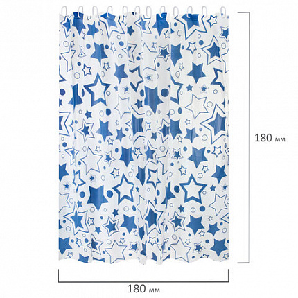Шторка для ванной PEVA, 180х180 см, кольца в комплекте, дизайн ассорти, УЗОРЫ, WBZ (ВБЗ), 700068