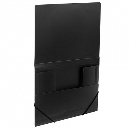 Папка на резинках BRAUBERG, стандарт, черная, до 300 листов, 0,5 мм, 221624