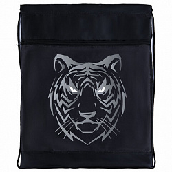 Мешок для обуви BRAUBERG, с петлёй, карман на молнии, 47х37 см, "Тигр", 271610