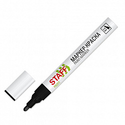 Маркер-краска лаковый (paint marker) 2-4 мм, ЧЕРНЫЙ, НИТРО-ОСНОВА, STAFF PROFIT, для любых поверхностей, 152578