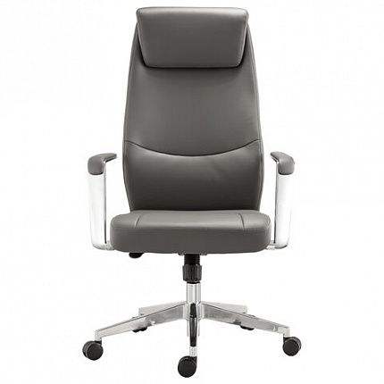 Кресло офисное BRABIX PREMIUM "Jazz EX-757", синхромеханизм, алюминий, экокожа, серое, 532490