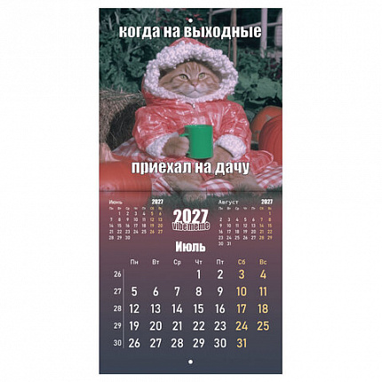 Календарь настенный перекидной 2027 г., BRAUBERG, 12 листов, 21,4х21,4 см, МИНИ, "Vibe meme", 118438