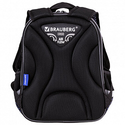 Ранец BRAUBERG QUADRO, 3 отделения, с брелоком, "Спортивная машина", ЛАМПОЧКИ, 37х28х18 см, 271359