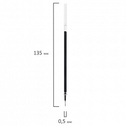 Стержень гелевый STAFF "Basic" GPR-229, 135 мм, ЧЕРНЫЙ, игольчатый узел 0,5 мм, линия 0,35 мм, 170229