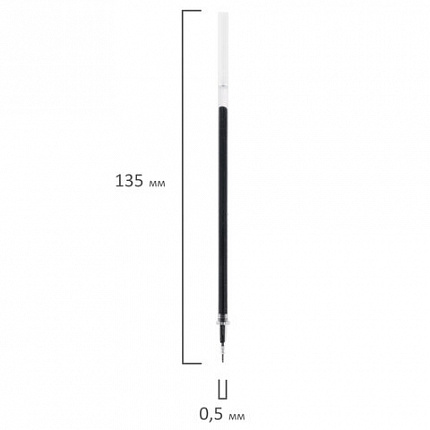 Стержень гелевый STAFF "Basic" GPR-229, 135 мм, ЧЕРНЫЙ, игольчатый узел 0,5 мм, линия 0,35 мм, 170229
