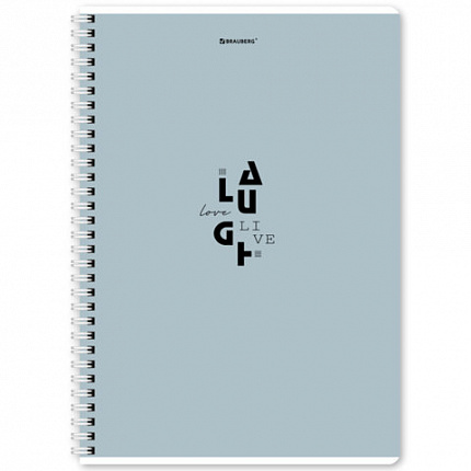 Тетрадь А4, 96 л., BRAUBERG, гребень, клетка, матовая ламинация, "Пастель_3" (микс в спайке), 405320