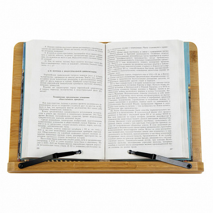 Подставка для книг и планшетов большая бамбуковая BRAUBERG, 34х24 см, регулируемый угол, 237896