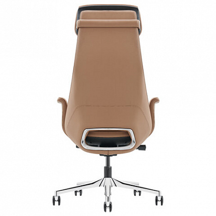 Кресло HAWASAN PREMIUM EX-840 STELLAR, синхромеханизм, алюминий, экокожа, коричневое, 533242