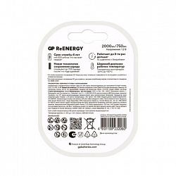 Батарейки аккумуляторные GP ReEnergy Ni-Mh НАБОР 8 шт. (ПРОМО 4+4), AA+ААА (HR6+HR03), 2000 mAh + 750 mAh, 210AAHC/75AAAHC