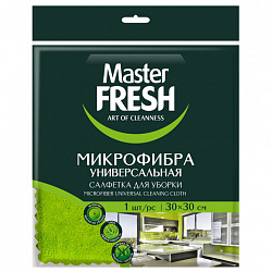 Салфетка из МИКРОФИБРЫ универсальная 30х30 см, зеленая, 250 г/м2, MASTER FRESH