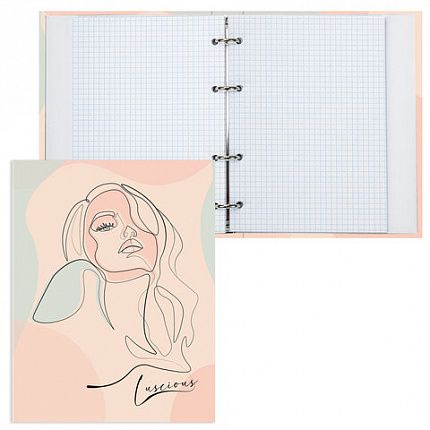 Тетрадь на кольцах А5 (165х215 мм), 120 листов, твердый картон, клетка, BRAUBERG, Девушка, 404076