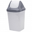 Ведро мусорное с КРЫШКОЙ (качающейся) 15 литров, "СВИНГ", 47х27х23 см, серое, IDEA, М 2462