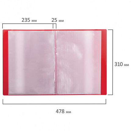 Папка 40 вкладышей BRAUBERG "Contract", красная, вкладыши-антиблик, 0,7 мм, бизнес-класс, 221778