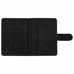 Обложка для паспорта и документов с защитой от считывания, 9 карманов, магнит, экокожа, черная, BRAUBERG, 238757