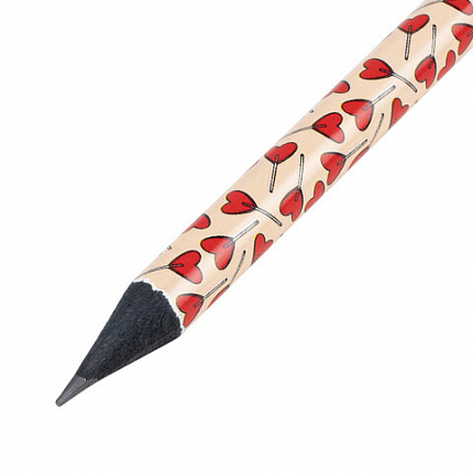 Карандаш чернографитный BRAUBERG "HEARTS", 1 шт., HB, с ластиком, корпус ассорти, 181762