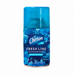 Сменный баллон 250 мл, CHIRTON "Лазурный бриз", для автоматических освежителей, универсальный, сухое распыление, 4670013302574