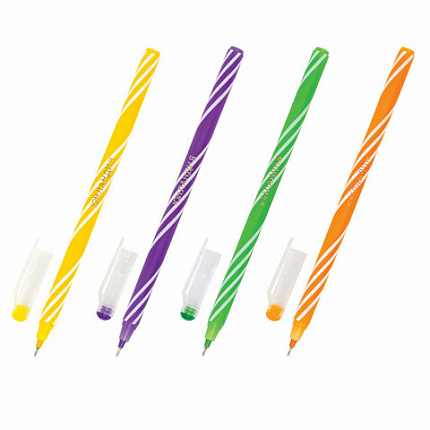 Ручка шариковая масляная ЮНЛАНДИЯ "CANDY", СИНЯЯ, корпус ассорти, узел 0,6 мм, линия письма 0,3 мм, 143019