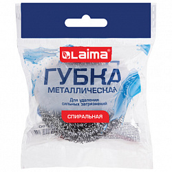 Губка (мочалка) металлическая спиральная 15 г, для посуды, гриля, плиты, LAIMA (ЛАЙМА), 700061