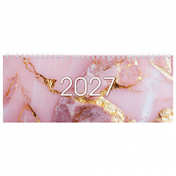 Планинг датированный 2027 285х112мм, STAFF, гребень, картонная обложка, 64 листа, "Мрамор", 118705