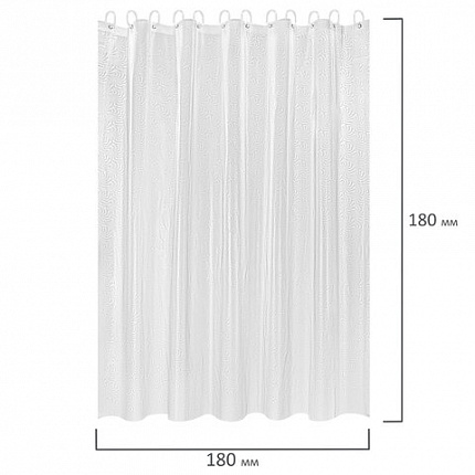 Шторка для ванной EVA, 180х180 см, кольца в комплекте, БЕЛАЯ ГОЛОГРАФИЯ, PRIMILA (ПРИМИЛА), 700102