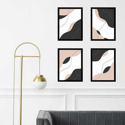 Рамка 21х30 см небьющаяся, КОМПЛЕКТ 4 шт., багет 16 мм МДФ, BRAUBERG "Basic", черная, 391259