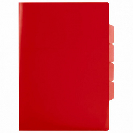 Папка-уголок 3 отделения жесткая непрозрачная А4 BRAUBERG SPECIAL, красная, 0,15 мм, 273064