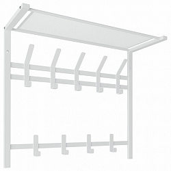 Вешалка настенная с полкой 2 яруса "Торонто-22", 585х670х270 мм, 9 крючков, металл, белая, ВСПТ22 Б