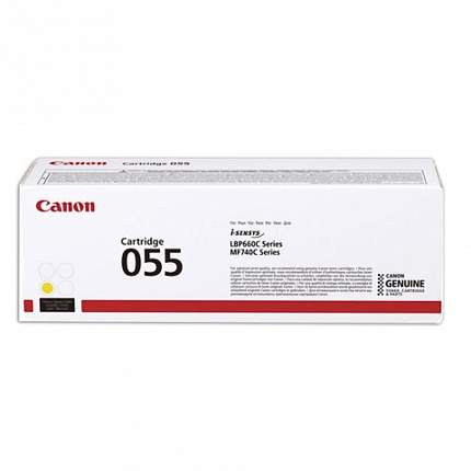 Картридж лазерный CANON (055Y) для LBP663/664/MF742/744/746, желтый, оригинальный, ресурс 2100 страниц, 3013C002