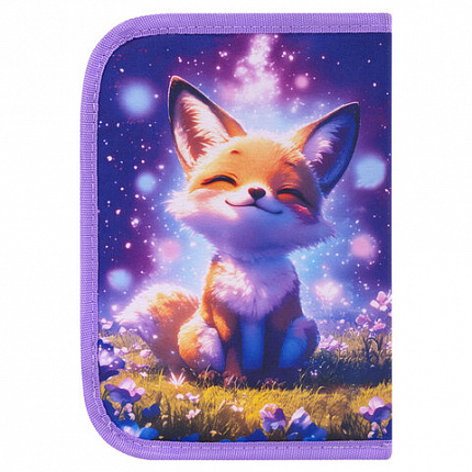 Пенал BRAUBERG KIDS, 1 отделение, 2 откидные планки, 21х14 см, "Лисичкин дзен", 274544