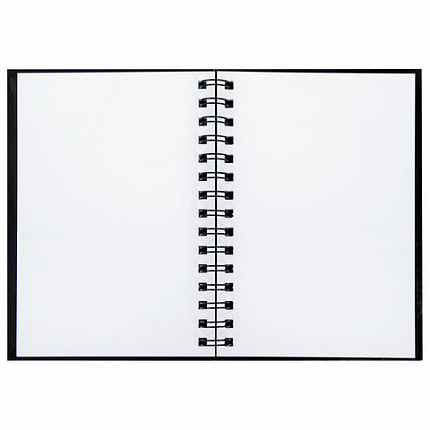 Скетчбук, белая бумага 160 г/м2, 145х205 мм, 60 л., гребень, твёрдая обложка ЧЕРНАЯ, BRAUBERG ART, 115072