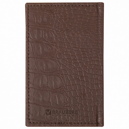 Телефонная книжка МАЛЫЙ ФОРМАТ (80х130 мм) А7, BRAUBERG "Cayman", под крокодиловую кожу, 56 л., вырубной алфавит, коричневая, 125135