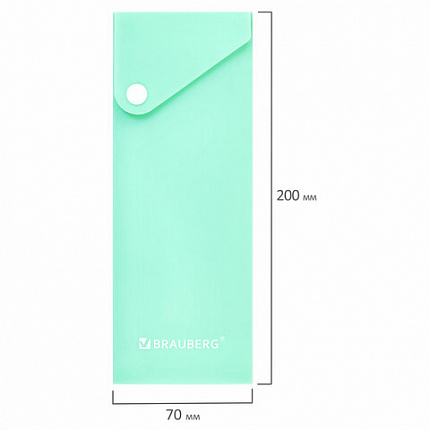 Пенал пластиковый BRAUBERG, 1 отделение, на кнопке, 20x7 см, ассорти, "Pastel", 273770