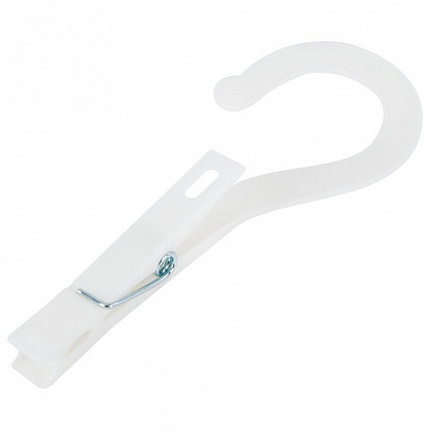 Прищепки бельевые с крючком 13 см, КОМПЛЕКТ 5 штук, пластик, белые, PRIMILA (ПРИМИЛА) EXTRA, 700518
