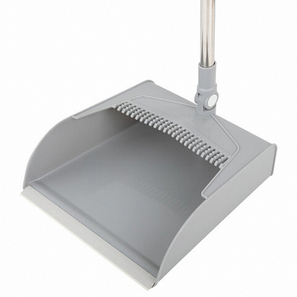 Совок для мусора КОМПЛЕКТ щетка + рукоятки 59-93см телескоп, регулируемый угол щетки, крепление тряпок, бело-серый, колорбокс, LAIMA, 608952