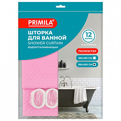 Шторка для ванной ПОЛИЭСТЕР, 180х200 см, кольца в комплекте, РОЗОВЫЙ БРИЛЛИАНТ, PRIMILA (ПРИМИЛА), 700098