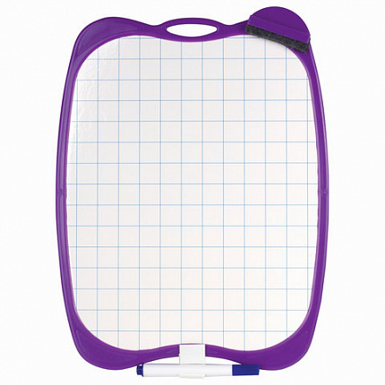 Доска двусторонняя маркерная A4 190х270 мм, БЕЛАЯ/КЛЕТКА, с маркером и стирателем, ЮНЛАНДИЯ, 236898