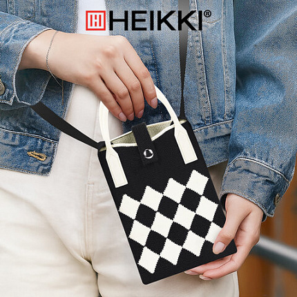 Сумочка-органайзер повседневная HEIKKI KNIT (ХЕЙКИ) кросс боди, вязаная, 17х12х5 см, "Клетка", 273793