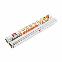 Фольга алюминиевая универсальная с тиснением, в пленке, 29 см х 10 м, 12 мкм, GRIFON, 500-011