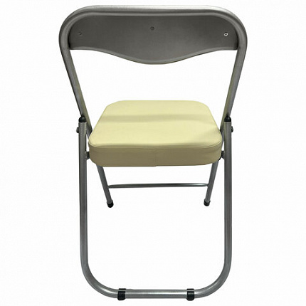 Стул складной для дома и офиса РС04К комфорт, серебристый каркас, кожзам бежевый